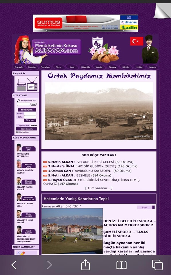 Acıpayam.com eski arşiv ekranı