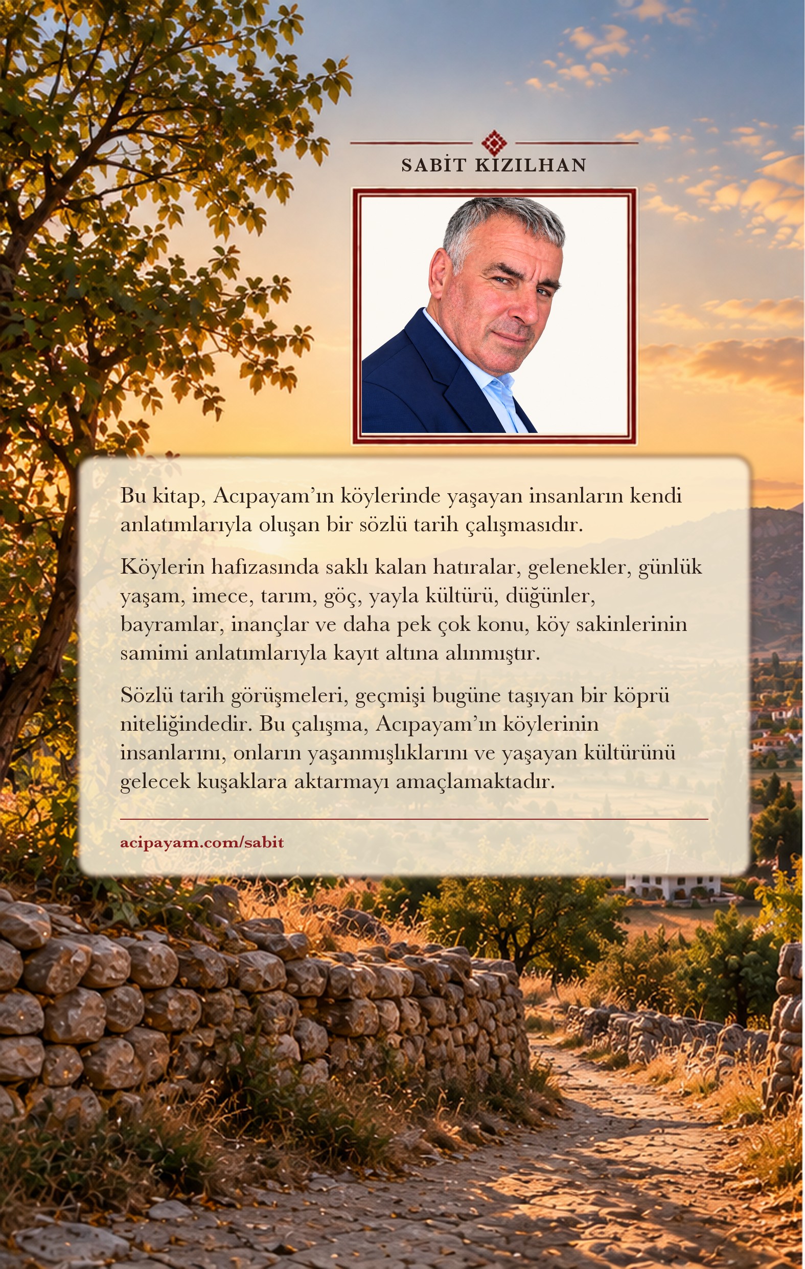 Bana Köyünü Anlat — Sabit Kızılhan fotoğraflı arka kapak